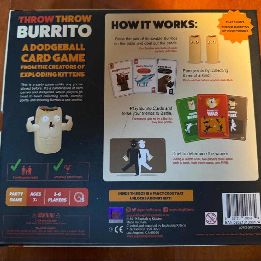 Throw Throw Burrito Dodgeball Card Game - Cream - Picture 2 of 5